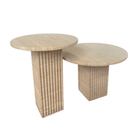 Table basse de style nordique minimaliste en travertin blanc, table d'appoint moderne de luxe pour salon, table ronde de style français, table d'appoint pour hôtel