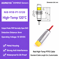 Domenzi Résistant à la chaleur 120 ° Capteur de proximité inductif C M18 NPN PNP pour four, fonderie, traitement thermique, montage non encastré
