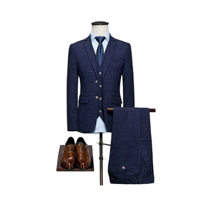 <span class=keywords><strong>2020</strong></span> été marine Plaid affaires <span class=keywords><strong>costume</strong></span> décontracté hommes trois pièces simple boutonnage fermeture éclair mouche marié meilleur <span class=keywords><strong>homme</strong></span> <span class=keywords><strong>mariage</strong></span> Banquet <span class=keywords><strong>costume</strong></span> - Product Image 1
