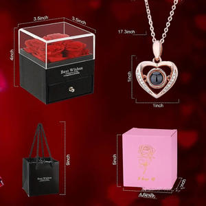 TC กุหลาบนิรันดร์ที่เก็บไว้กุหลาบ<span class=keywords><strong>ดอก</strong></span>ไม้ในกล่องอะคริลิคและ100<span class=keywords><strong>ภาษา</strong></span>ฉันรักสร้อยคอของคุณกล่องของขวัญวันวาเลนไทน์ - Product Image 3