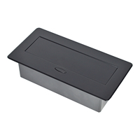 Prise de table escamotable encastrée en alliage d'aluminium noir IP44 16A 3 prises usage commercial cuisine technologie NFC UE