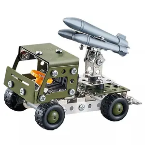 Desain Baru Anak-anak Blok Bangunan Diy Seri Perakitan Truk 134 Pcs Diecast Militer Truk Kendaraan Mainan Model Logam