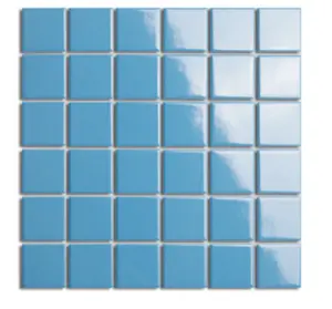 بلاط سيراميك لامع عالي الجودة 48×48 ملم أزرق سماء لامع بلاط حائط مربع الشكل مودرن للمطبخ