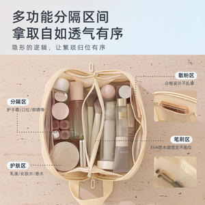 Trousse de Maquillage en Maille Beilian – Organisateur de Voyage Multifonctionnel Essentiel – Design Léger Violet Clair et Blanc Cassé - Product Image 3
