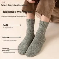 Dropshipping Vente en gros Hommes Crew Chaussettes épaisses décontractées antibactériennes doublées en polaire chaudes en coton Chaussettes côtelées de couleur unie