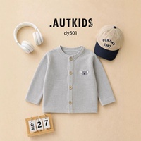 Nouvelle Collection Automne 2026 – Cardigan Décontracté en Maille Gaufrée à Col Rond pour Enfants, Broderie Koala, Manteau Standard Garçons et Filles