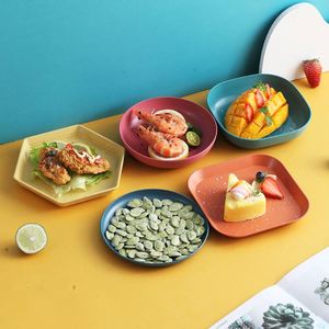 Kitchen Microwave Round Dishes <b>Dinner</b> Unbreakable Set Pp Wheat Straw Biodegradable Food Plastic Plates - Product Image 2