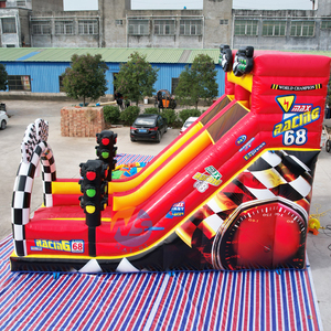 Grande <span class=keywords><strong>maison</strong></span> de rebond de voiture de course avec toboggan humide et sec géant Patriot Monster Truck toboggan aquatique toboggan rouge Kids Bounce House Combo - Product Image 4
