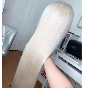 Parrucca frontale in pizzo dritto <span class=keywords><strong>capelli</strong></span> umani pizzo svizzero trasparente colore argento bianco 13x4 parrucche brasiliane anteriori in pizzo - Product Image 5