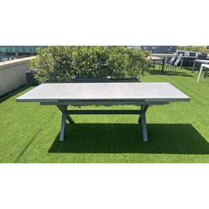 Tavolo da Esterno Moderno Allungabile da Giardino o Patio con Struttura in Alluminio e Piano con Finitura in Finta Pietra <span class=keywords><strong>per</strong></span> Pranzi in Villa o Giardino - Product Image 4