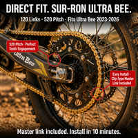 Chaîne de transmission à joint torique 520 compatible avec Surron Ultra Bee 120 maillons, remplacement tout-terrain doré