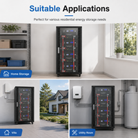 Batterie Rack 51.2V 280Ah LiFePO4 avec BMS 200A, surveillance Bluetooth, WiFi, RS485, CAN pour stockage d'énergie solaire domestique
