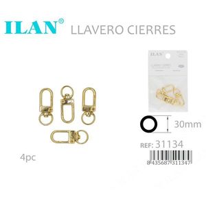 Moschettoni Portachiavi ILAN 30mm Placcati Oro 4 Pezzi Stile Porta - Product Image 3