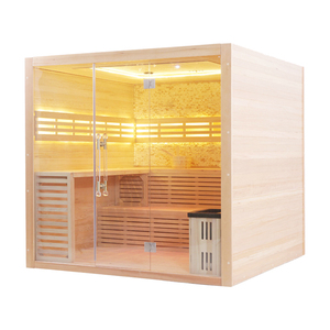 Sauna intérieur moderne en bois massif de pruche avec panneau de commande électrique pour 4 personnes - Product Image 3