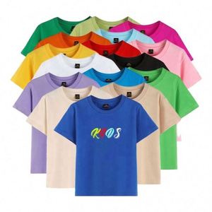 T-shirt décontracté compressé pour enfants, impression de logo personnalisé, 100 % coton respirant, manches courtes pour bébés filles et garçons - Product Image 6