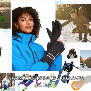 Gants d'hiver chauds pour femmes en polyester, imperméables, coupe-vent, compatibles écran tactile, pour le ski et le snowboard, avec doublure polaire - Product Image 2