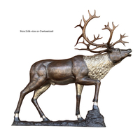 Grande statue extérieure d'animal de jardin de cerf de wapiti en bronze massif sur mesure