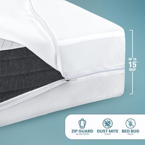 Housse de matelas anti-punaises de lit de qualité supérieure avec fermeture éclair, 100% imperméable - Product Image 2