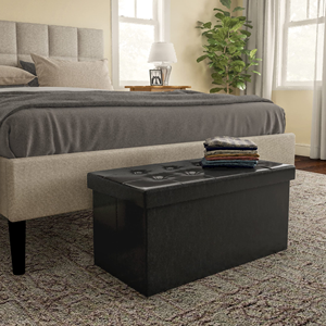 Banco de Dormitorio de Cuero con Espacio de Almacenamiento, Resistente al Agua, con Reposapiés - Product Image 3