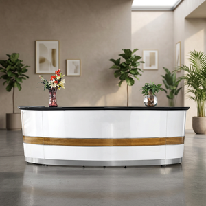 Mostrador de Recepción Redondo de Madera Moderno de Alta Gama, Mostrador de Recepción Blanco para Salón, Oficina y Uso en Exteriores - Product Image 2