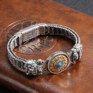 Stile retrò 12 segno zodiacale trasferimento braccialetti Vintage Color argento Pixiu sei caratteri bracciale per uomini regali fortunati - Product Image 4