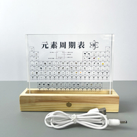 亚克力元素周期表展示架，含 83 个真实样品，亚克力元素周期表展示架，带 LED 背光和实木底座