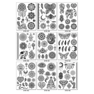Personalizado impreso Sexy negro flor de loto Henna Mehndi tatuajes temporales pegatina de papel para mujeres y hombres <span class=keywords><strong>brazo</strong></span> cuello y pecho - Product Image 6