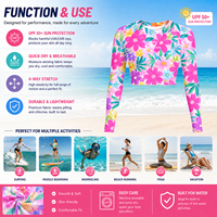 Maillot de bain court à imprimé floral personnalisé pour femme, séchage rapide, protection solaire, manches longues, anti-UV, idéal pour les acheteurs de vêtements de plage estivaux