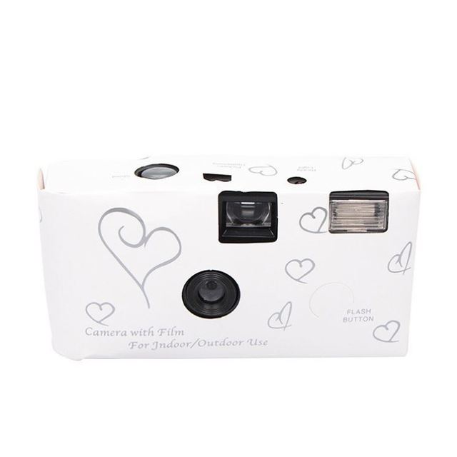 Cheap One Time Use White Cover 35Mm Vintage Mini Disposable Camera With Film for Wedding Guest