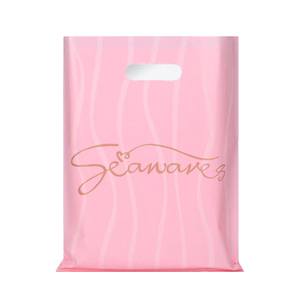 Sacs cabas en plastique personnalisés à poignée découpée, ouverts en dessus, pour <span class=keywords><strong>t</strong></span>-shirts professionnels, sacs cadeaux noirs pour le shopping - Product Image 1
