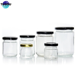 Cheap Price 1000 ML 1L Big Volume Glass Round Shape Food Storage Transparent Glass Honey/Pickle Jar with Label Sticker