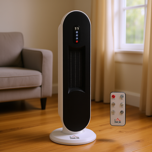 Ventilateur chauffant électrique portable Homcom 2000W avec télécommande, oscillation et affichage de la température pour usage domestique - Product Image 2