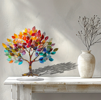 Dropshipping Arbre de Vie 2D Acrylique Décoration de Bureau Acrylique Transparent Plat Décoration de Table Art Décorations avec Base en Acrylique
