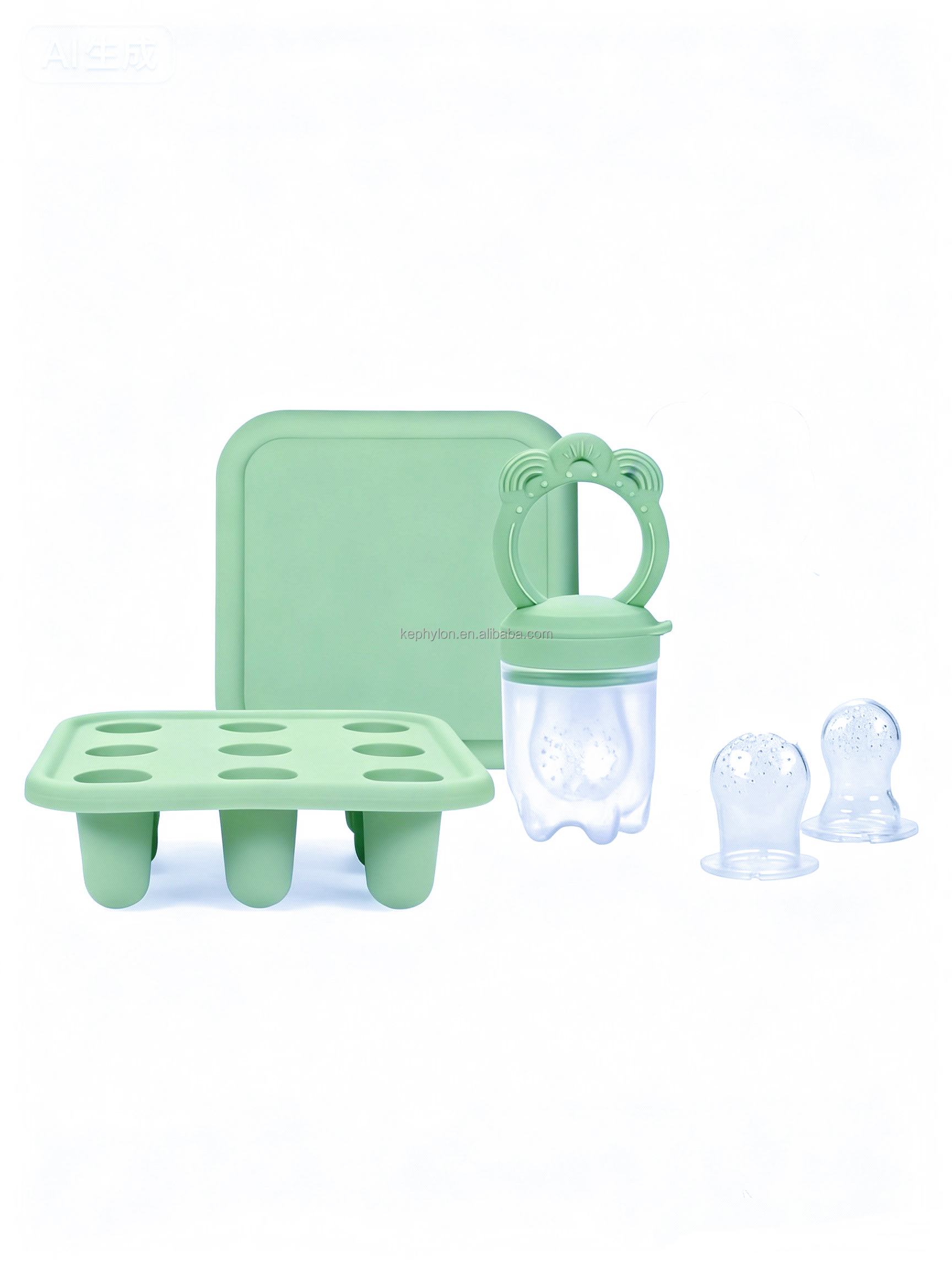 Boîte de nourriture pour bébé beige vert clair
