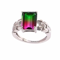 Bague en tourmaline pastèque, bague en pierres précieuses, bague pour femme en argent sterling 925, cadeau en quartz pastèque, bague de bijouterie attrayante