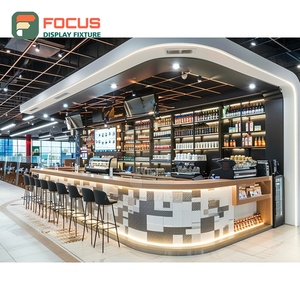 Freestanding Cafe Service Counter Black <b>Walnut</b> Finish Coffee Bag Display Area Barista Service Counter - Product Image 3