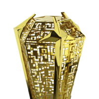 Offre Spéciale : Trophées Modernes Dorés Polis en Laiton avec Base en Cristal Personnalisable et Logo sur Mesure – Coffrets Cadeaux
