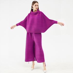 Nuovi <span class=keywords><strong>pantaloni</strong></span> larghi pieghettati orizzontali con risvolto a due pezzi, completi da <span class=keywords><strong>donna</strong></span> a pieghe di grandi dimensioni - Product Image 4