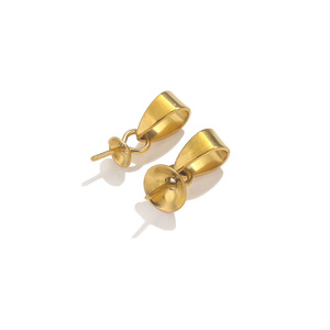 Perle de forme coupelle avec attache pour pendentif |   Connecteur de pendentif en acier inoxydable plaqué or PVD 18 carats pour la fabrication de bijoux DIY, collier de perles, bracelet - Product Image 5