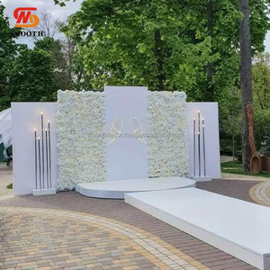พื้นหลังอะคริลิคทรงสูงทรงสี่เหลี่ยมขนาดใหญ่เรียบออกแบบได้เองสีขาวพร้อมฉากหลังดอกไม้สำหรับตกแต่งเวทีแต่งงาน - Product Image 4