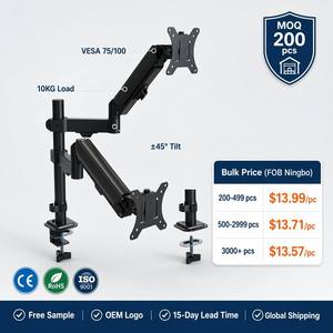 AUKI 10 KGS ขาตั้งจอคู่แบบติดตั้งบนโต๊ะ, ขาตั้งโต๊ะแบบสปริงแก๊ส, ปรับได้เต็มที่, รองรับ <span class=keywords><strong>VESA</strong></span>, รับน้ำหนักได้มาก - Product Image 2