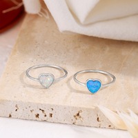 Net Red S925 Perak Murni Aussie Cincin Perak Opal Berbentuk Hati Sederhana