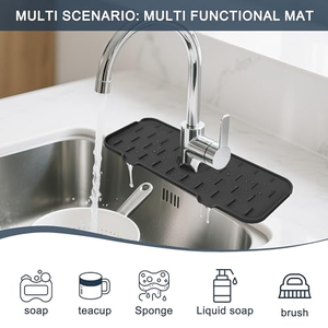 Alfombrilla de silicona para grifo de cocina, protector contra salpicaduras y almohadilla de drenaje para grifo de baño, producto para el hogar detrás del grifo - Product Image 5