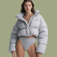Veste d'hiver personnalisée de luxe courte matelassée 800FP en duvet pour femme, haute qualité, softshell, pour l'extérieur