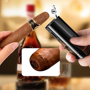 Boîte cadeau haut de gamme conception allume-cigare trois flammes allume-cigare haute puissance fumée de cigare pour cigares - Product Image 3