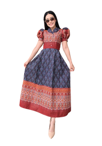 ชุดเดรสผ้าไหมไทยสไตล์เจ้าหญิง ตัดเย็บด้วยเทคนิคพิเศษเพื่อปกปิดรูปร่าง รับสั่งทำผ้าไหมไทยและผ้ามุสลิม - Product Image 3