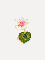 Cincin Bunga & Daun Cyclamen Enamel - Cincin Motif Bunga Berlapis Emas dengan Lukisan Tangan untuk Fashion Elegan Wanita