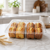 Boîte à gâteau en plastique PET recyclable transparente, emballage personnalisé pour sushis, nouilles, pâtisseries, contenants alimentaires