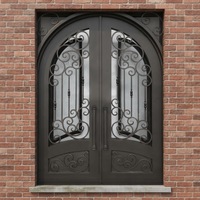 Porte double en fer forgé sur mesure, moderne et décorative pour l'extérieur, idéale pour appartement, chambre, entrée d'hôtel - Fabricant OEM