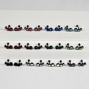 ステンレス鋼黒電気メッキチェコダイヤモンド外歯スタッド耳骨ピアスジュエリー用マルチカラーダイヤモンド - Product Image 2